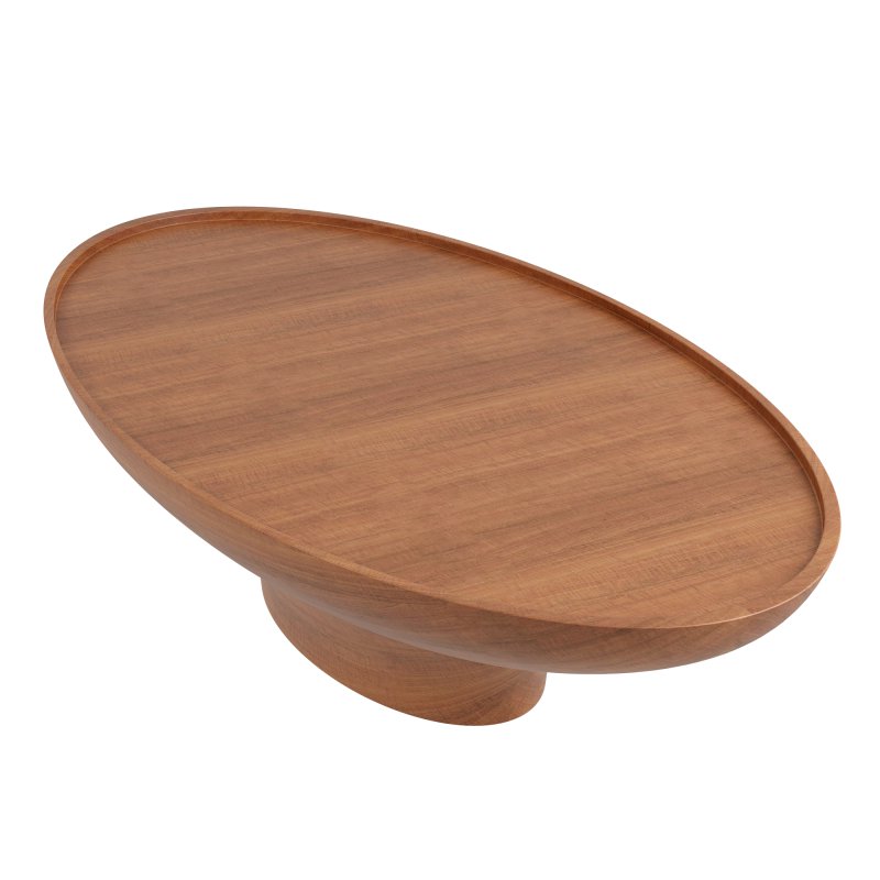 Oval Light Brown Oak Wood Coffee Table - Image 3