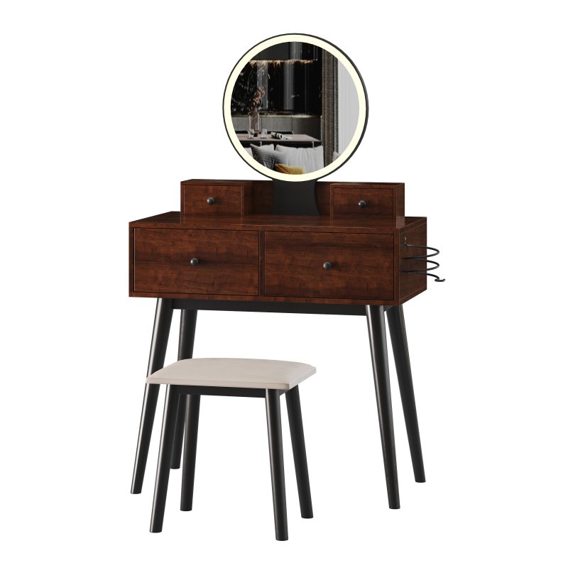 Ensemble coiffeuse avec tabouret et miroir Kyla - Image 4