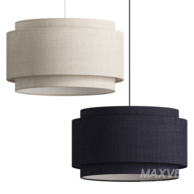 Avery Natural Linen Double Drum Pendant Light - Image 4