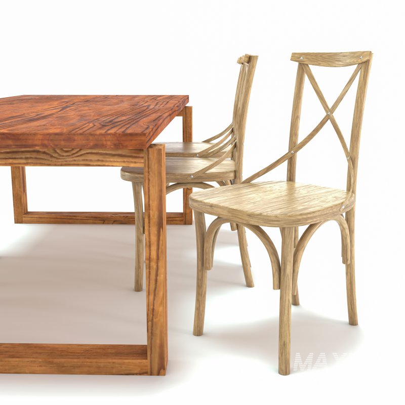 ODGER Table and 6 Teak Cross Back Dining Chair - Image 4
