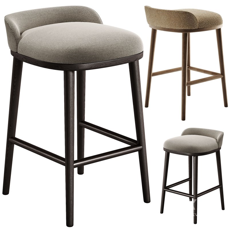 CAINE barstool Dark Brown Loom Beige - Image 3