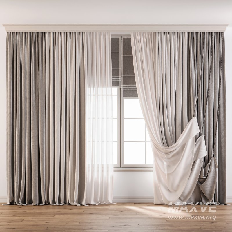 Curtain set with sheer and pleated drapes 67 - Image 1