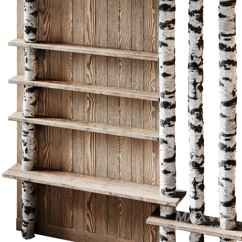 Shelves with partition made of birch - Image 3