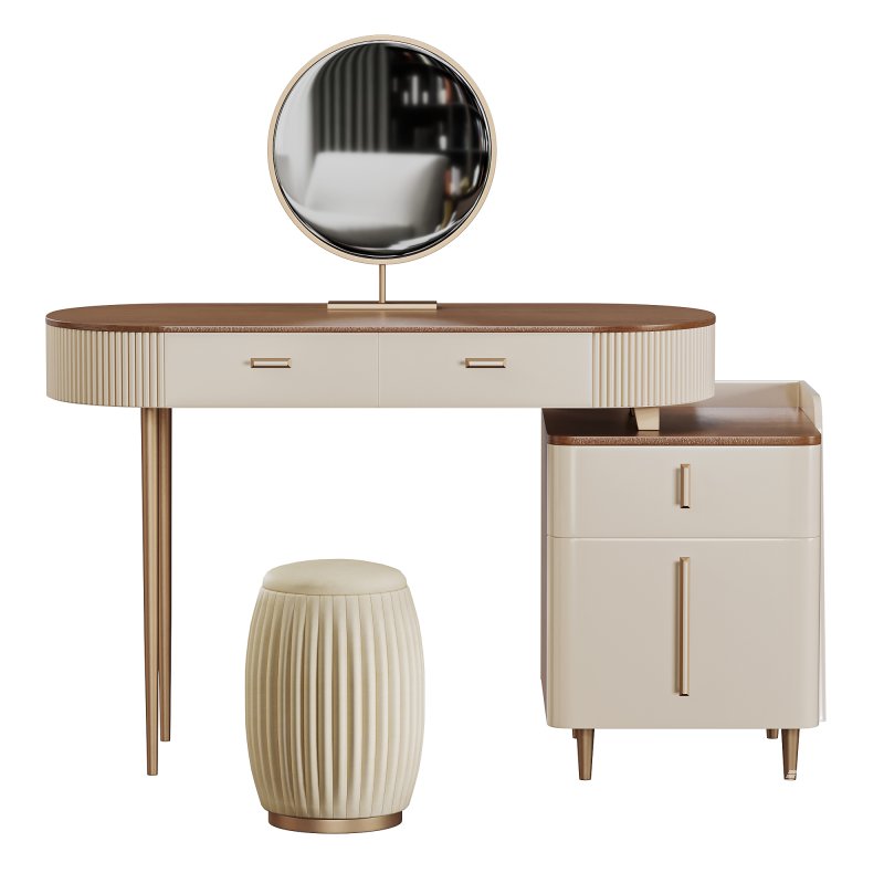 Meja Rias Mewah Artic Cermin Led Warna Duco - Image 1