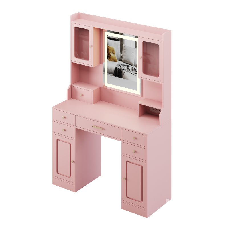 Vanity Desk with LED Lighted Mirror - Image 8