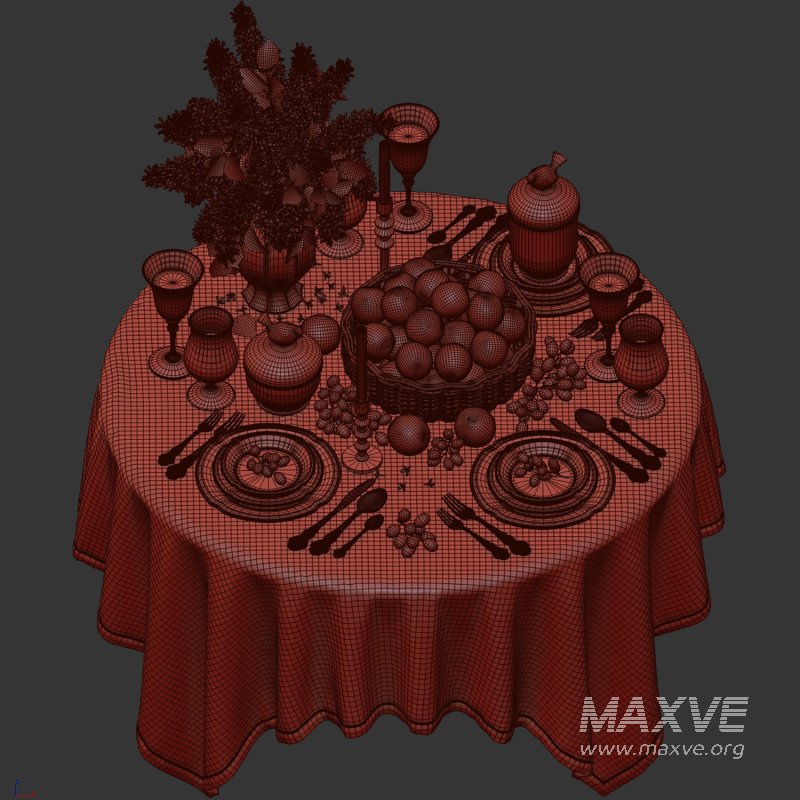 Elegant Dining Table with White Lilac Flowers and Fruit Basket - Image 7