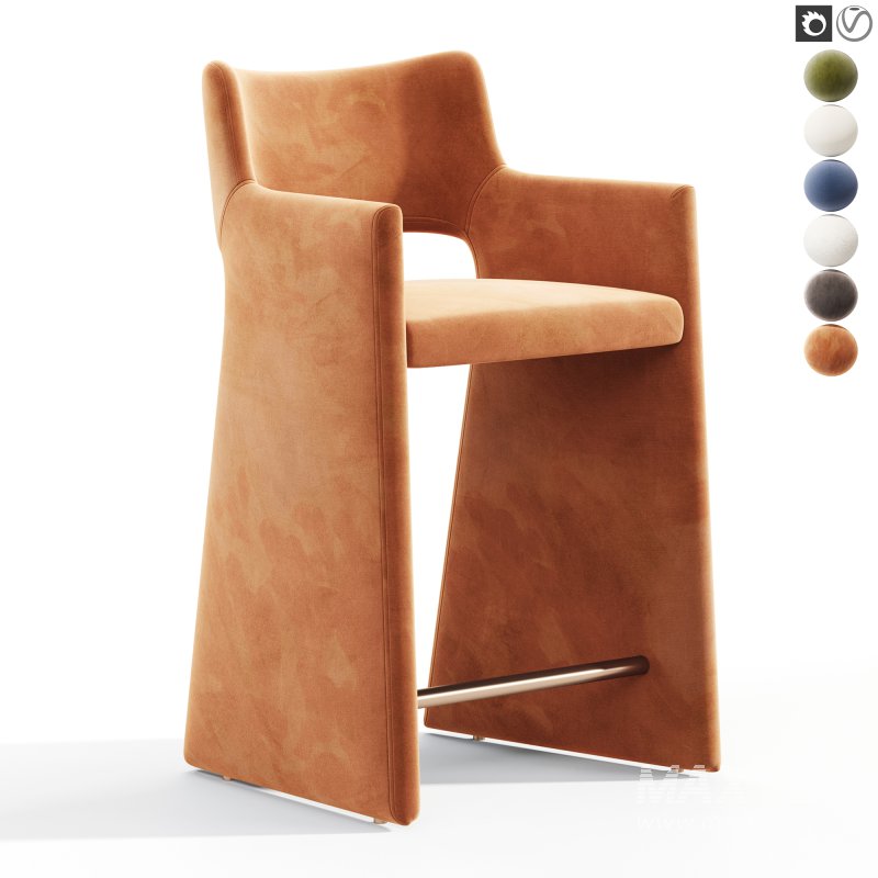 Foley Olive Green Velvet Counter Stool - Image 3