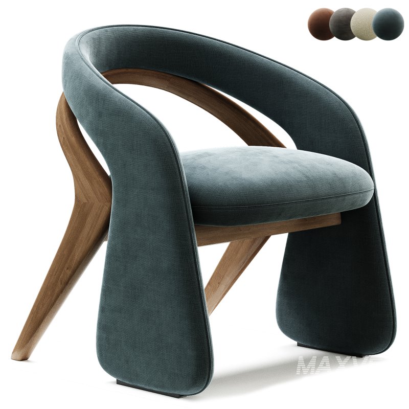 OLGA Dining Chair in Walnut and Off White Boucle - Image 4