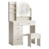 Ensemble coiffeuse avec tabouret et miroir Willodine - Thumbnail 2