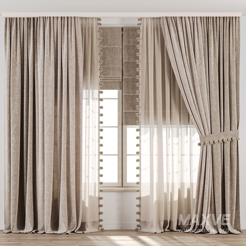 Curtain Set With Linen And Sheer Layer 68 - Image 1