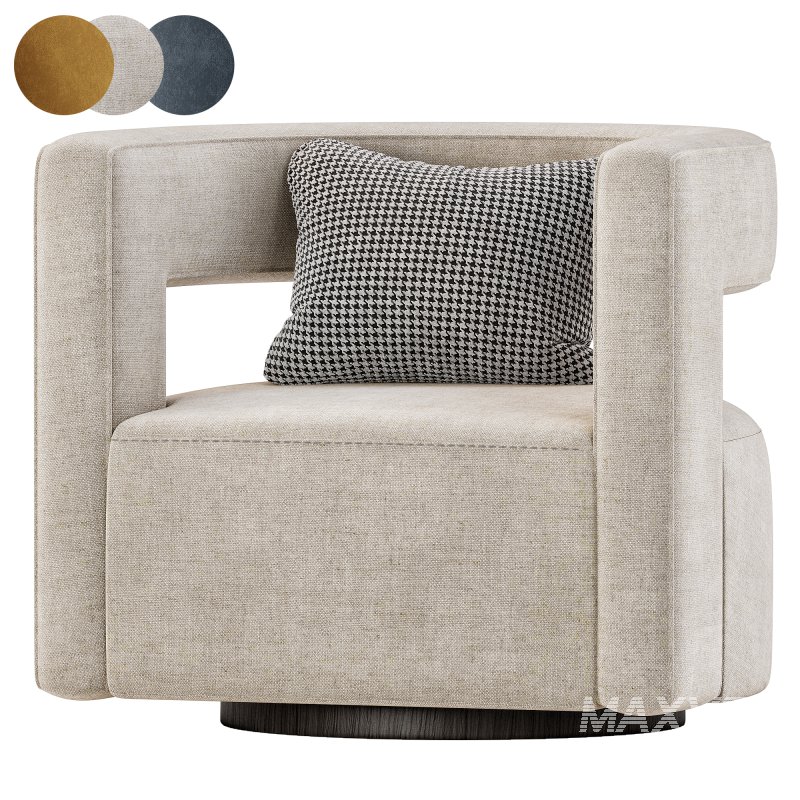 Restoration Hardware Drew Curved Swivel Chair RH - Image 4