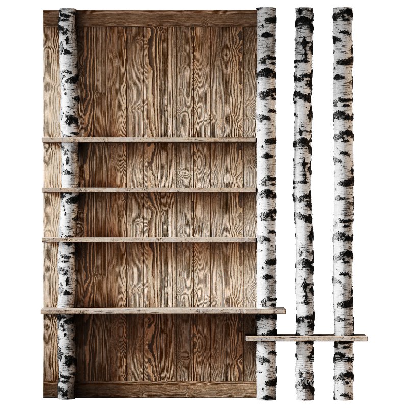 Shelves with partition made of birch - Image 1