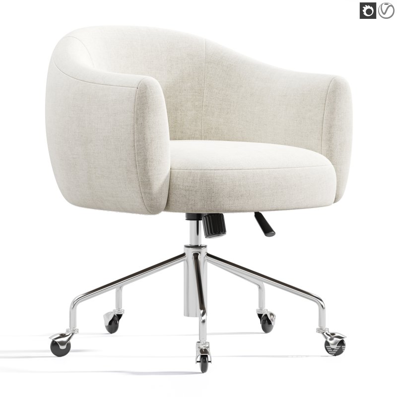 Ellessi Peppered Grey Boucle Swivel Office Chair - Image 2