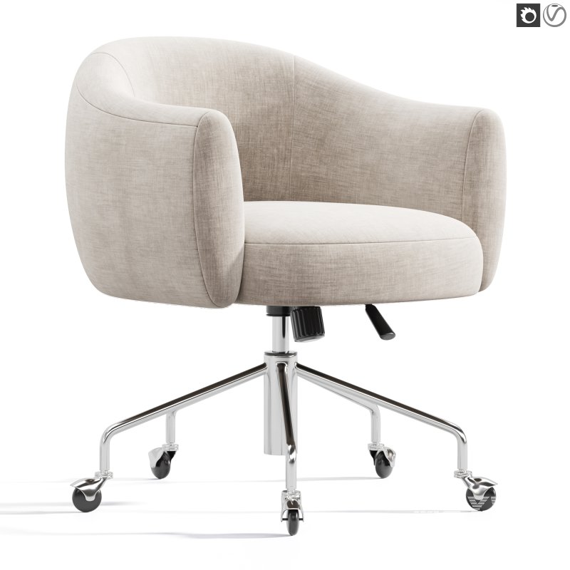 Ellessi Peppered Grey Boucle Swivel Office Chair - Image 1