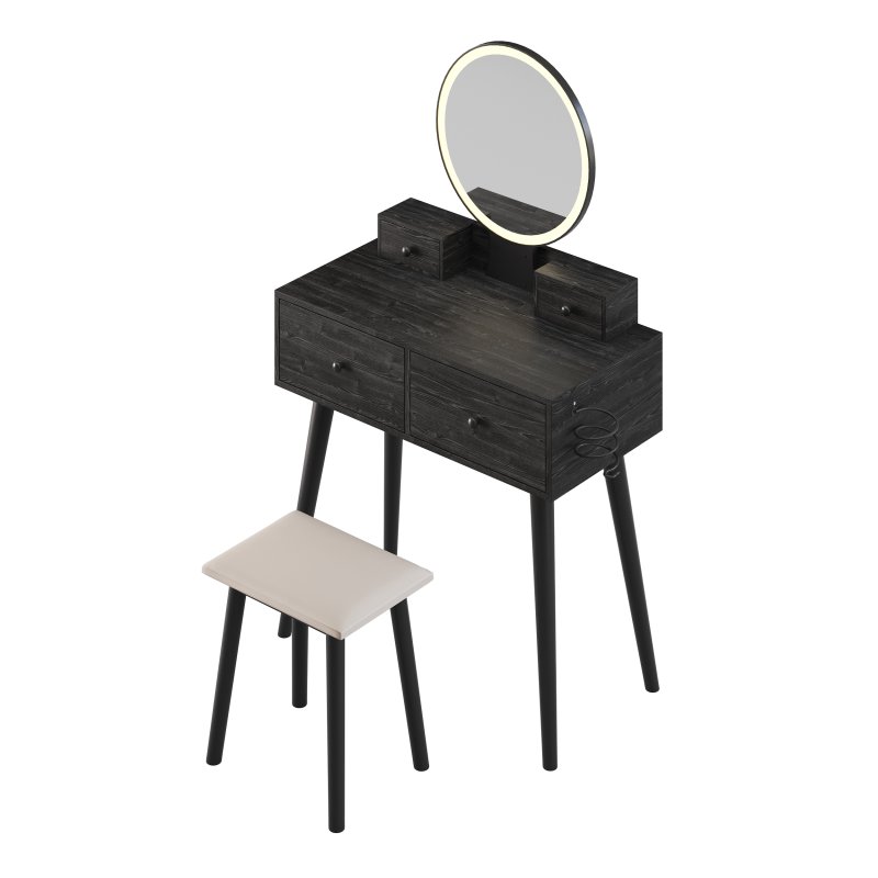 Ensemble coiffeuse avec tabouret et miroir Kyla - Image 9