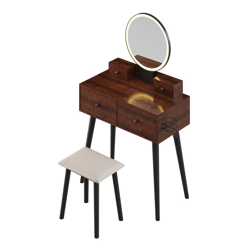 Ensemble coiffeuse avec tabouret et miroir Kyla - Image 3
