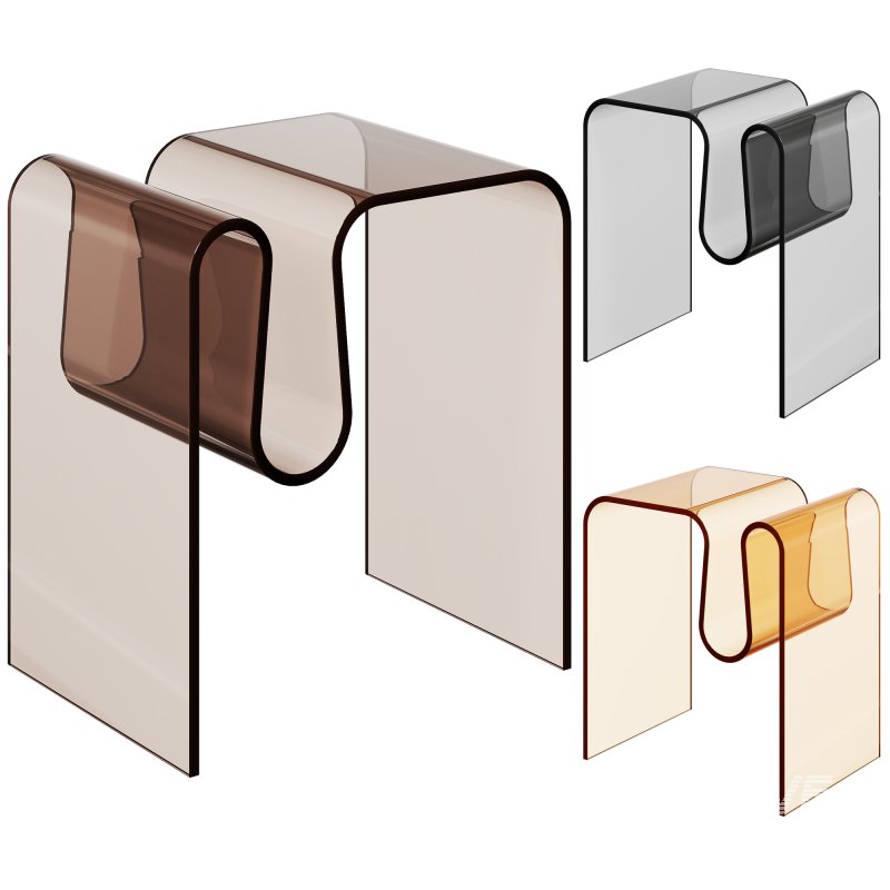 Acrylic Curvy Side Table Coffee Table - Image 4