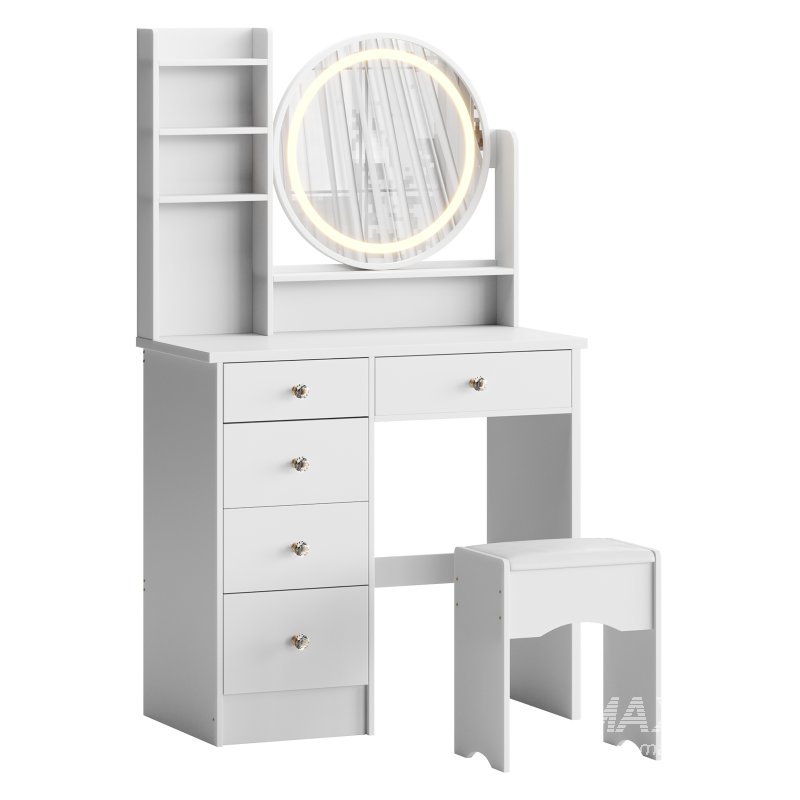 Ensemble coiffeuse avec tabouret et miroir Willodine - Image 1