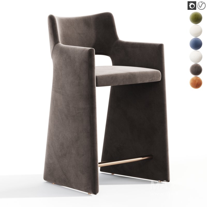 Foley Olive Green Velvet Counter Stool - Image 2