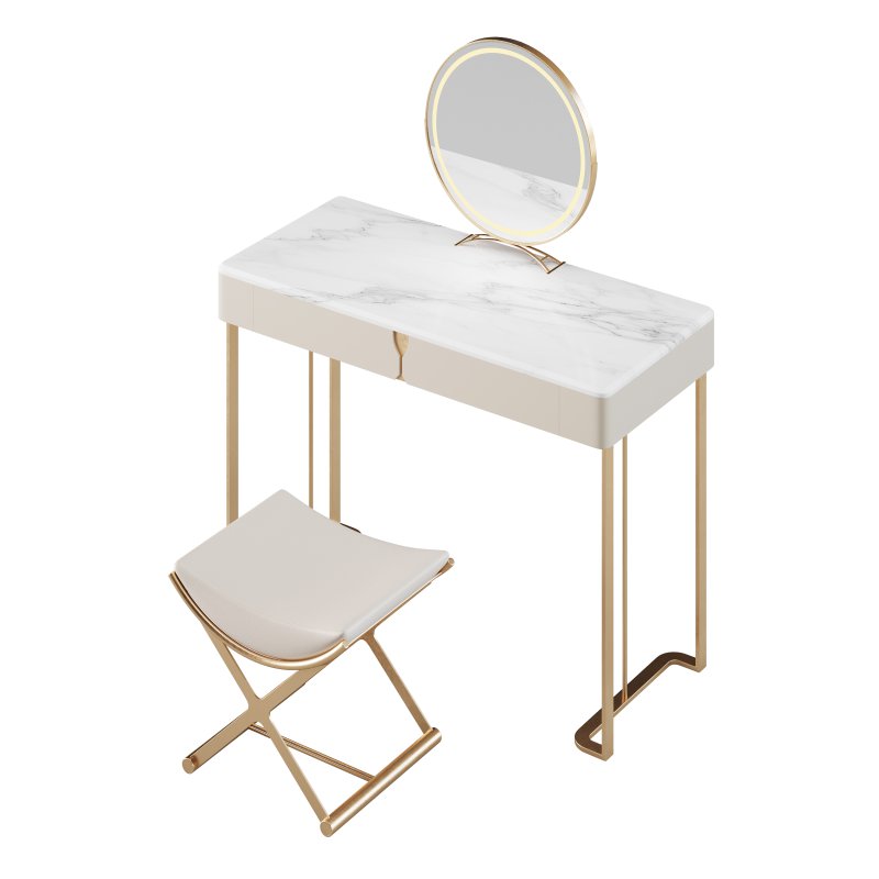 Ensemble de coiffeuse 39,37 bois massif minimaliste - Image 5