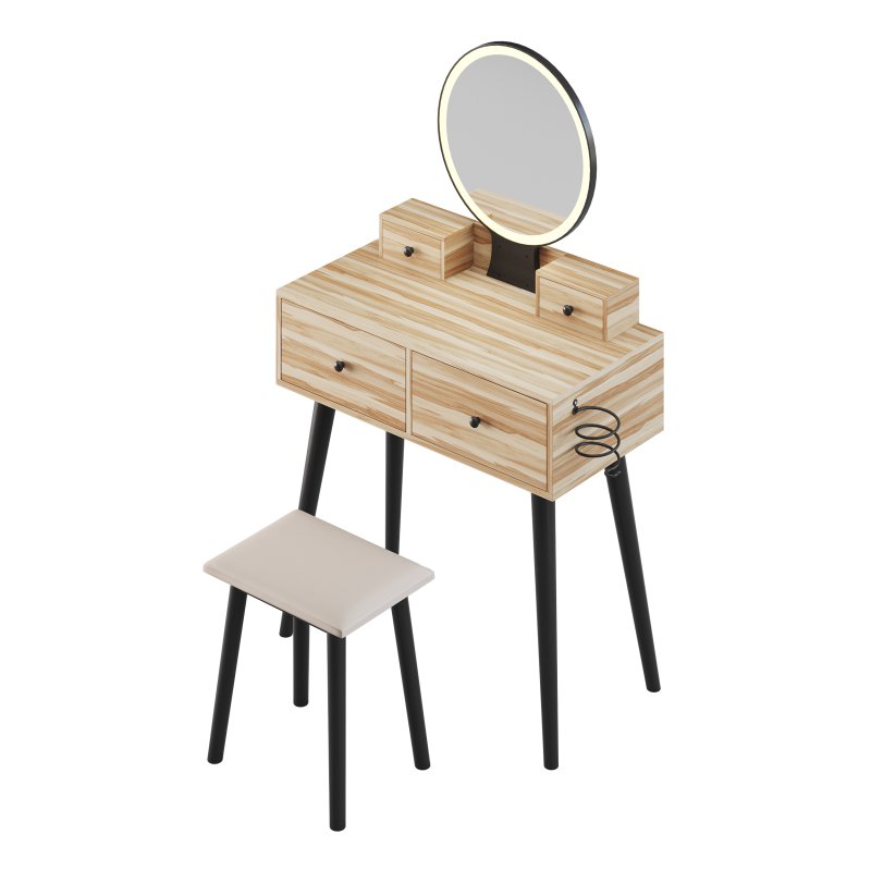 Ensemble coiffeuse avec tabouret et miroir Kyla - Image 6