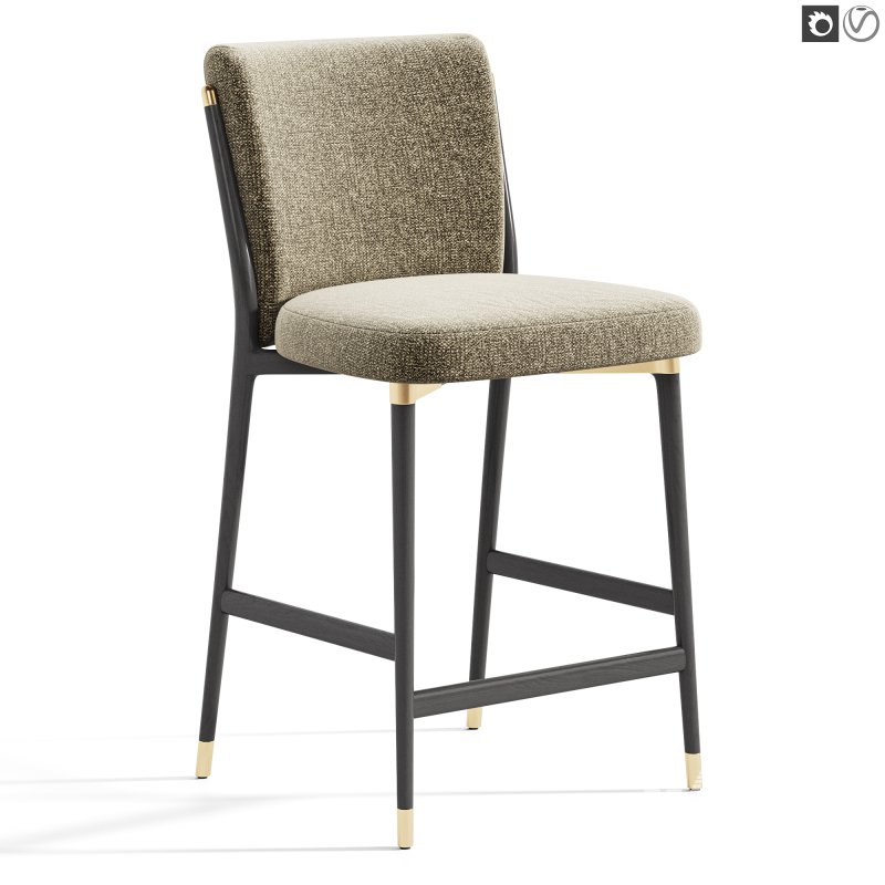 Norrie Forest Green Velvet Dining Counter Stool - Image 6