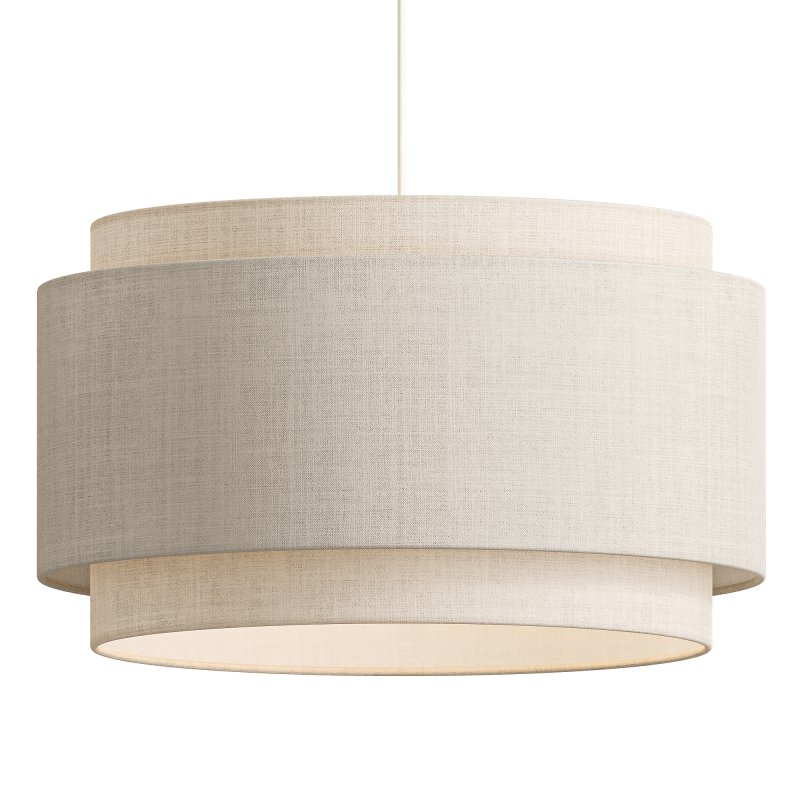 Avery Natural Linen Double Drum Pendant Light - Image 2