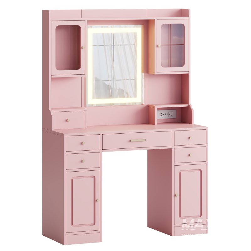 Vanity Desk with LED Lighted Mirror - Image 6