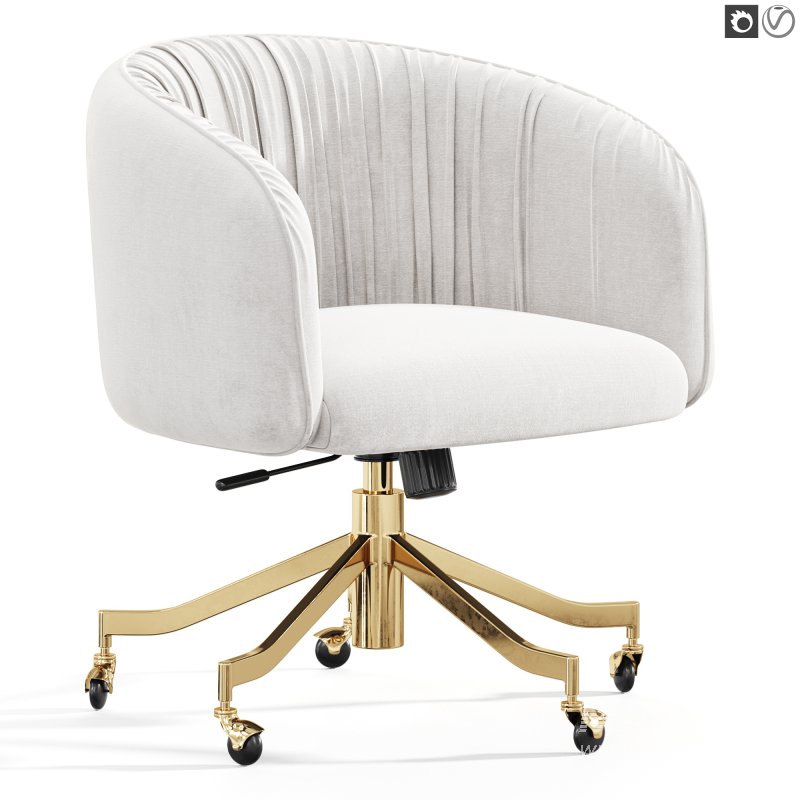Saroy Ivory Upholstered Office Chair - Image 2
