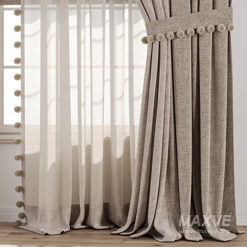 Curtain Set With Linen And Sheer Layer 68 - Image 2