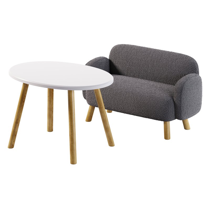 Childrens white sofa and Oval table - Image 2