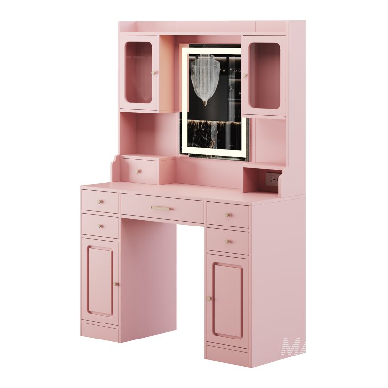 Vanity Desk with LED Lighted Mirror - Image 9