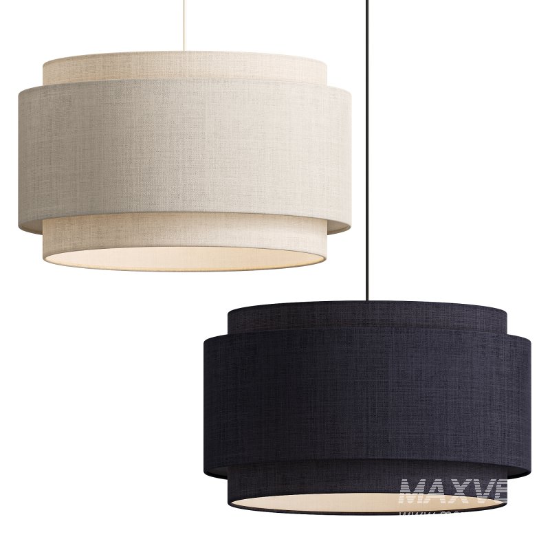 Avery Natural Linen Double Drum Pendant Light - Image 1