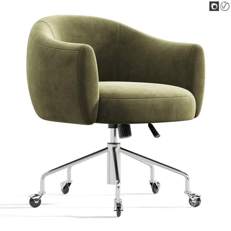 Ellessi Peppered Grey Boucle Swivel Office Chair - Image 5