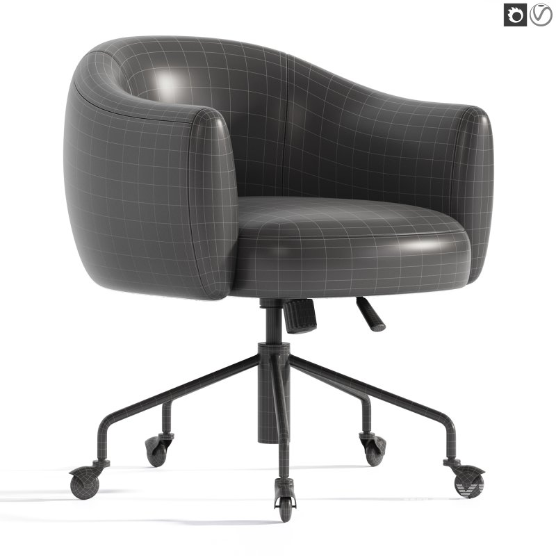 Ellessi Peppered Grey Boucle Swivel Office Chair - Image 3