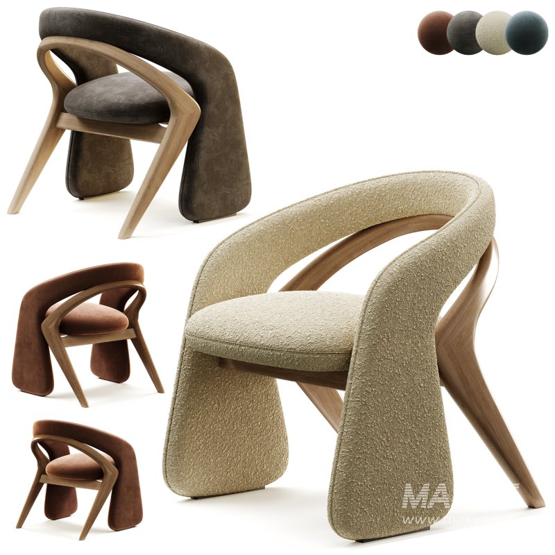 OLGA Dining Chair in Walnut and Off White Boucle - Image 5