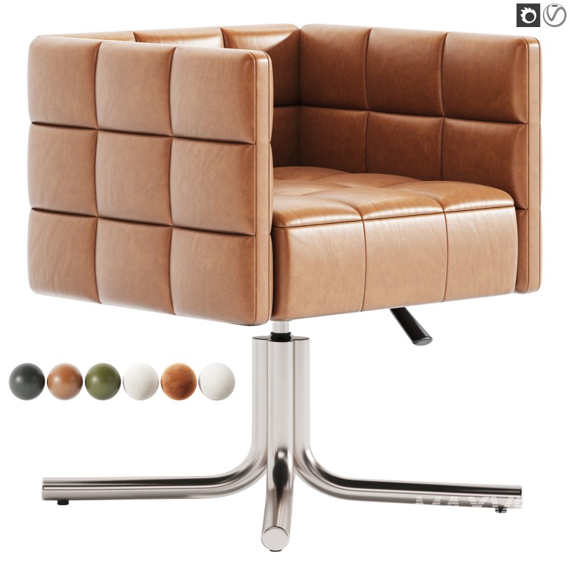 Matrice Green Leather Office Chair - Image 2