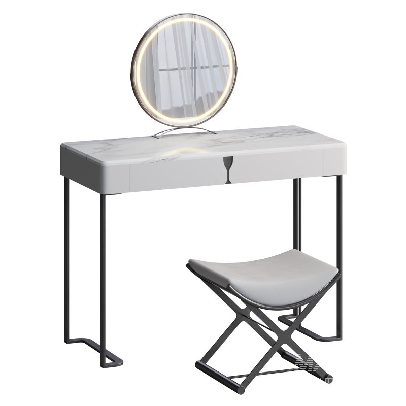 Ensemble de coiffeuse 39,37 bois massif minimaliste - Image 4