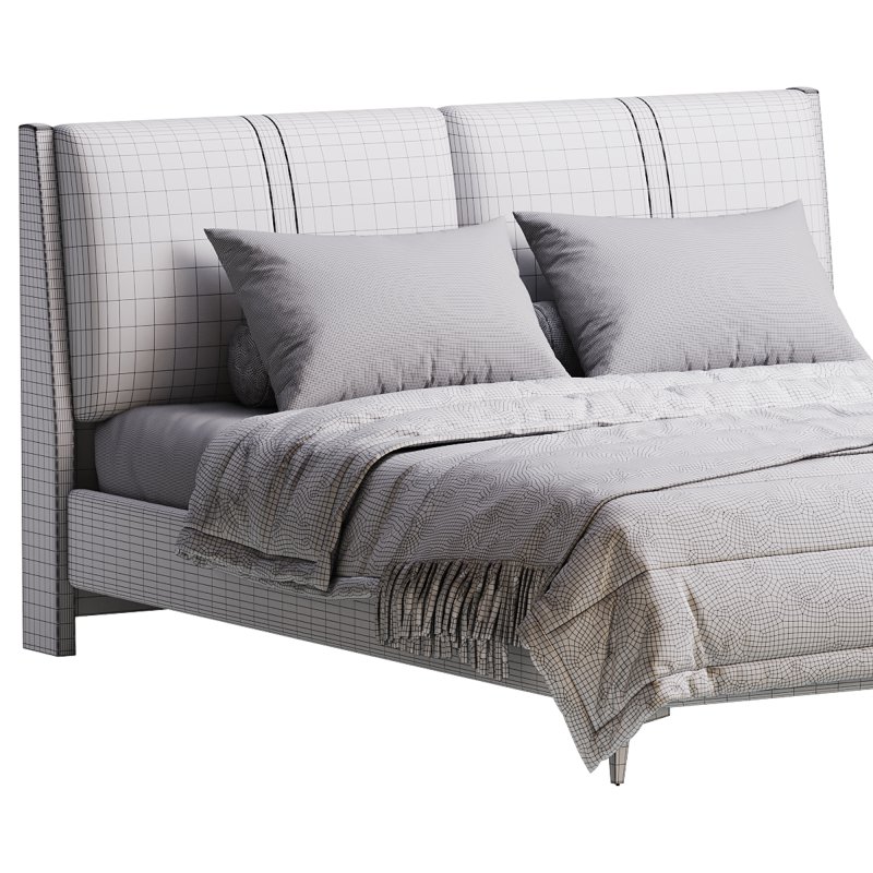 Modern Light Wood Pine Upholstered Headboard Bed - Image 15