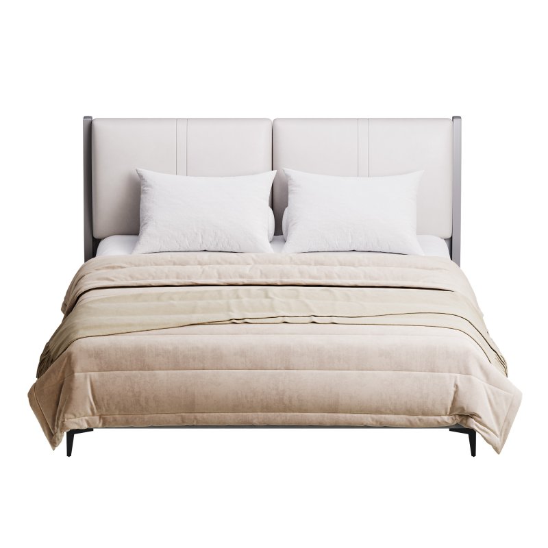 Modern Light Wood Pine Upholstered Headboard Bed - Image 4