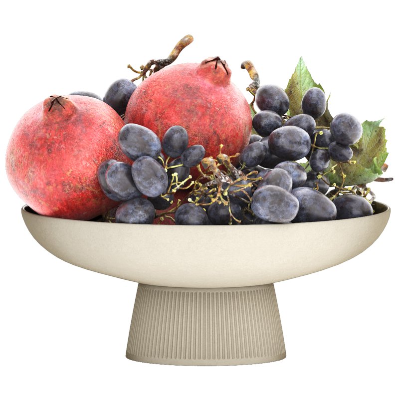 bowl of black grapes and pomegranate fruit - Image 1