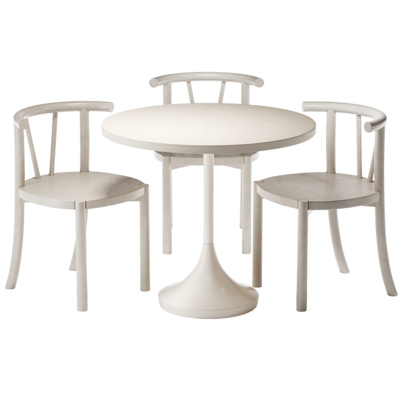 Crate & Barrel Emme Whitewashed Round Table and Classic Chair for Kids - Image 2