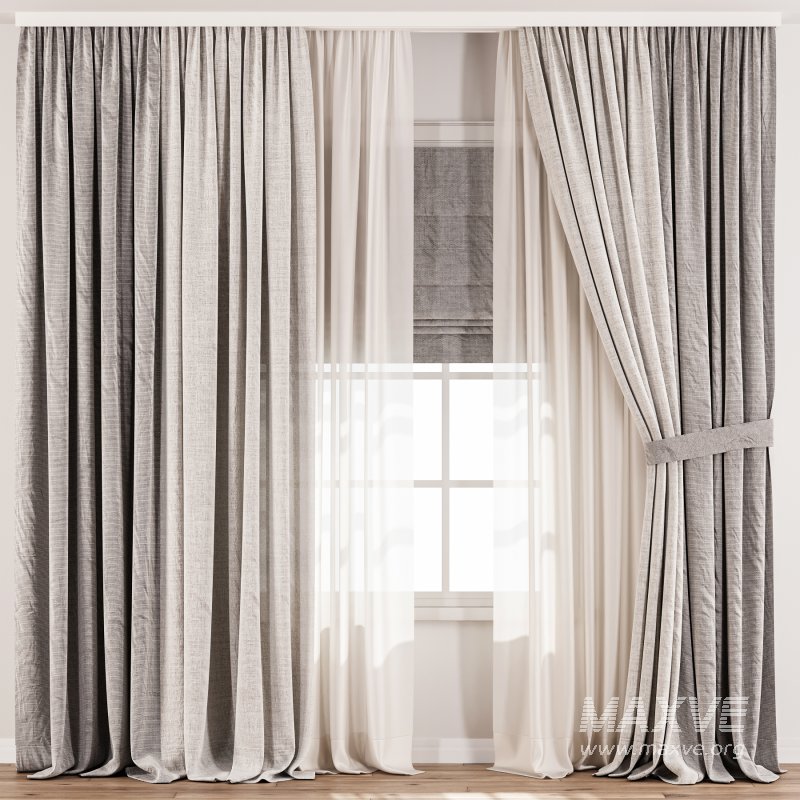 Soft Linen & Sheer Drapes with Roman Blind - Image 5