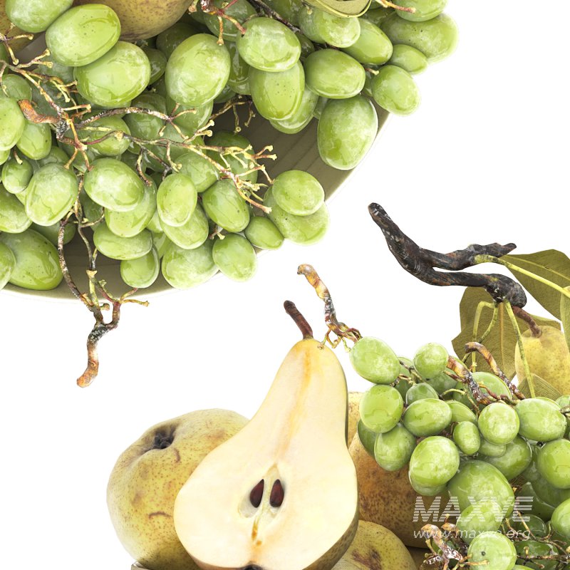 bowl of pears and grapes fruits - Image 2