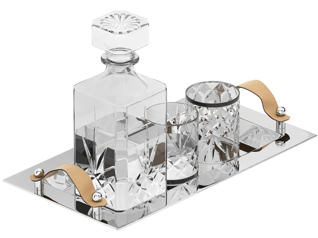 tray set with water carafe and glasses - Image 1