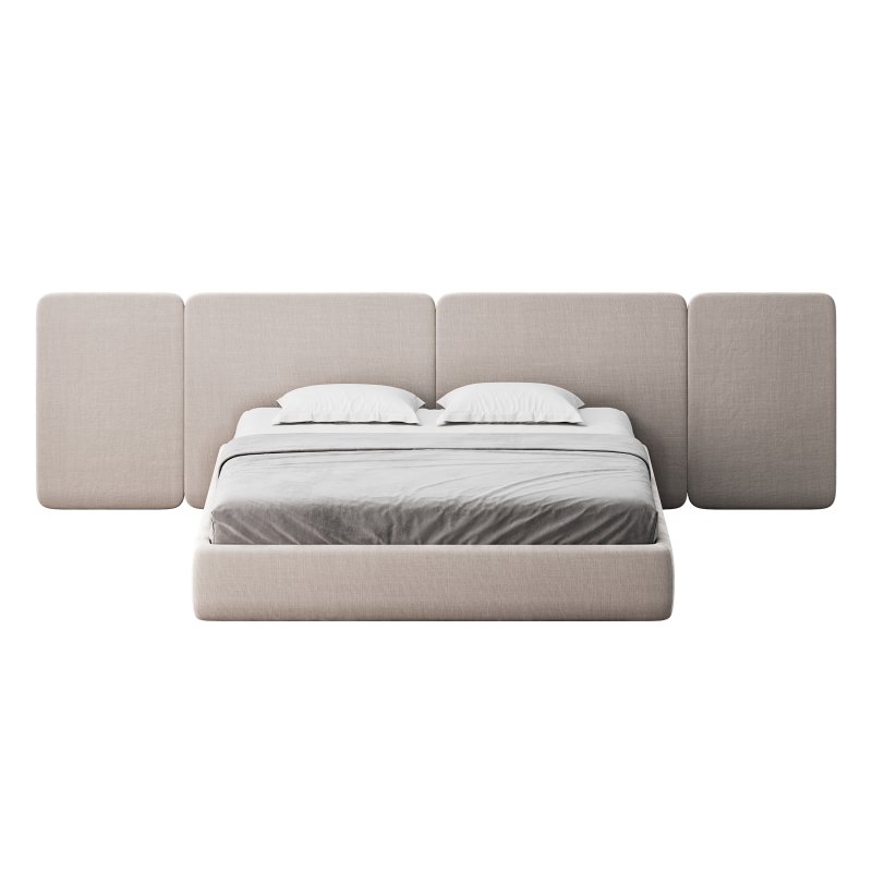 Natural Finish Fabric Pallet Bed Frame with Sponge Fill for Bedroom Comfort - Image 3