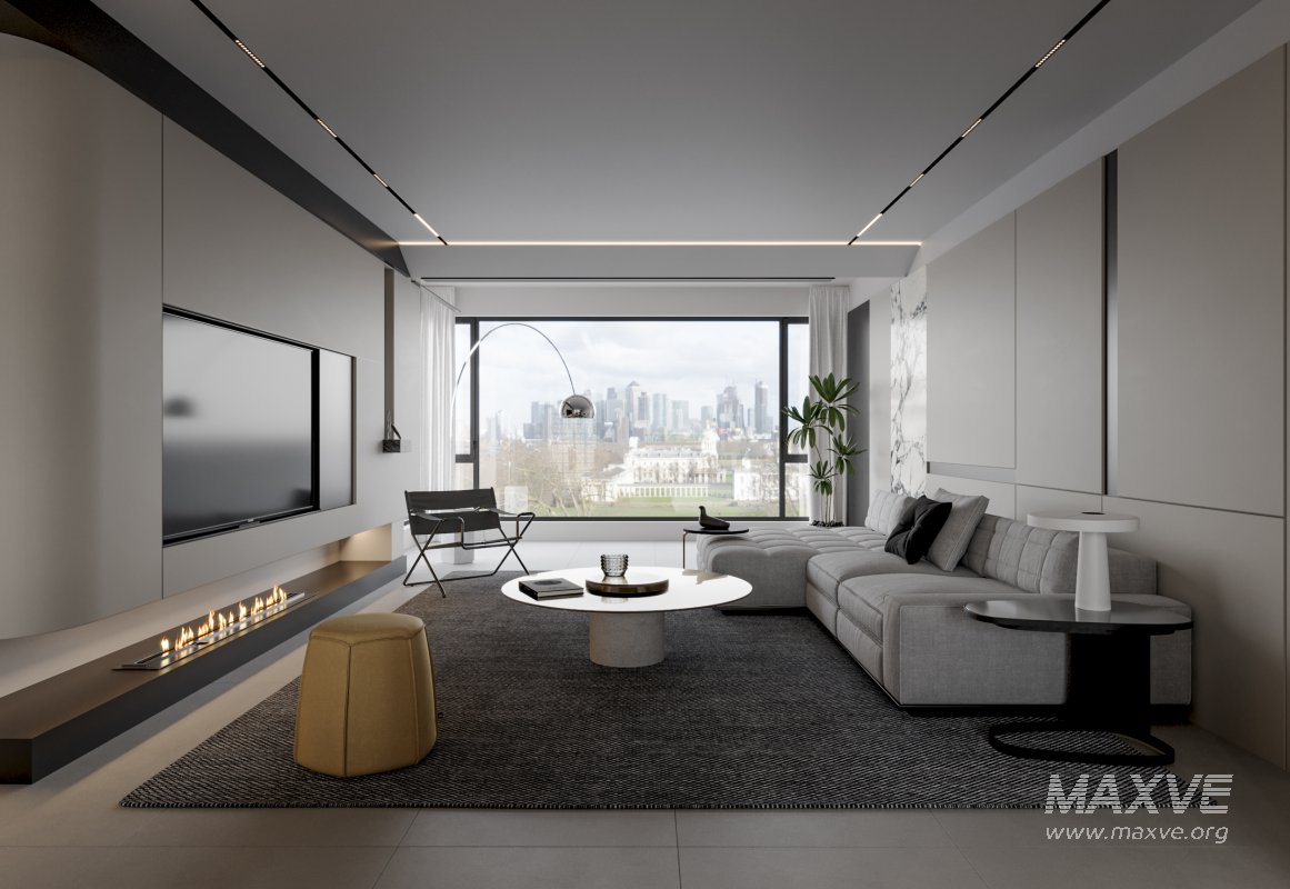 Modern living room dining room kitchen - Image 2