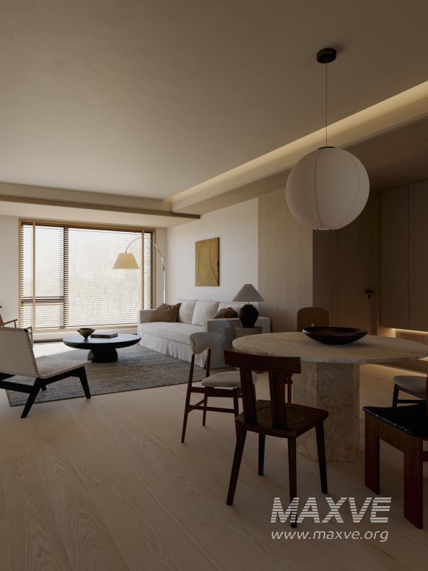 Wabi-sabi living and dining room - Image 9