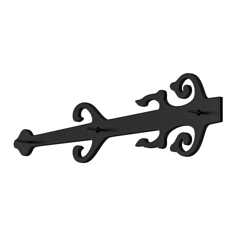 Black Wrought Iron Garage Door Decorative Hardware Poseidon Trident Design 12 in Rust Resistant Dummy Strap Hinge with Mounting Hardware - Image 8