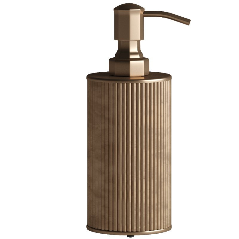 Pigeon and Poodle Redon Modern Antique Brass Ribbed Metal Soap Pump - Image 1